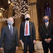 In March 2021, Fauci (l) teamed up with his ally throughout the pandemic, then-NIH Director Dr. Francis Collins (c), and NIMHD Director Dr. Eliseo Pérez-Stable at the National Cathedral in Washington, D.C. to encourage Covid-19 vaccination in the faith community. PHOTO: CHIA-CHI CHARLIE CHANG 