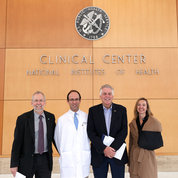 Green, Clinical Director Dr. Benjamin Solomon and Kapustij welcome the former Virginia governor to the Clinical Center. PHOTO: CHIA-CHI CHARLIE CHANG